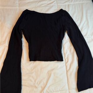 H&M Black Ribbed Long Sleeve Top